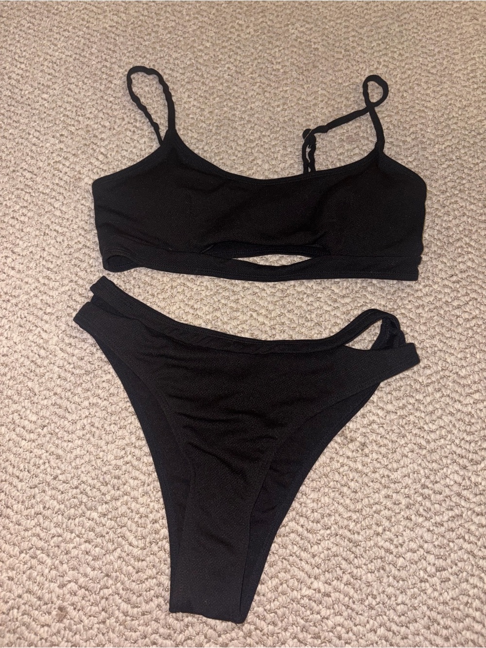 SHEIN Black Cutout Two-Piece Bikini Set